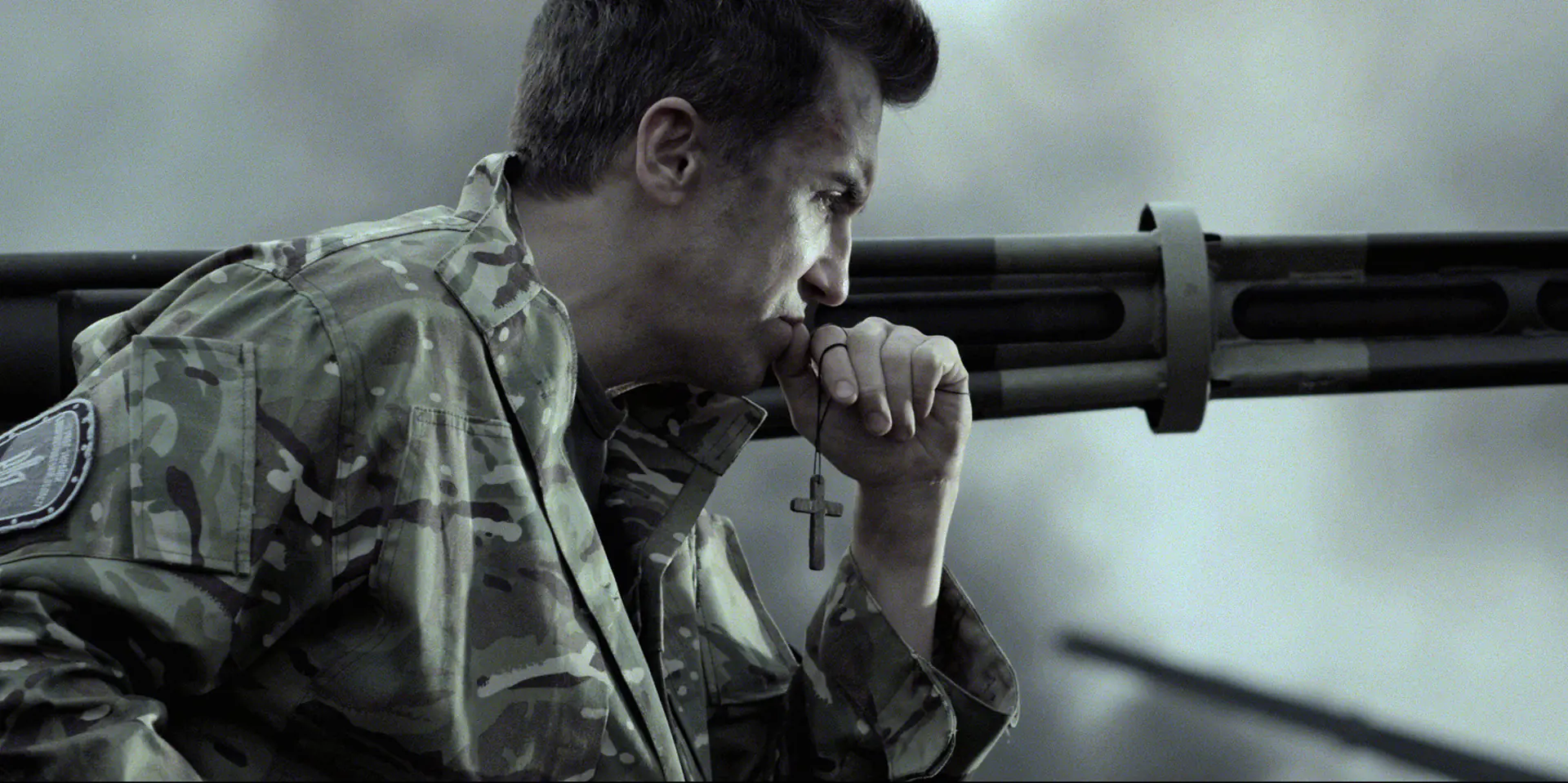 Ukrainian soldier scene from Alex Makarov's "Dnipro" tank crew video project